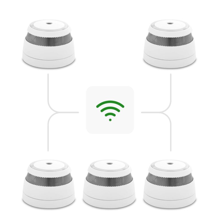 Pakke med 5 stk. Cavius røykvarslere med trådløs seriekobling
