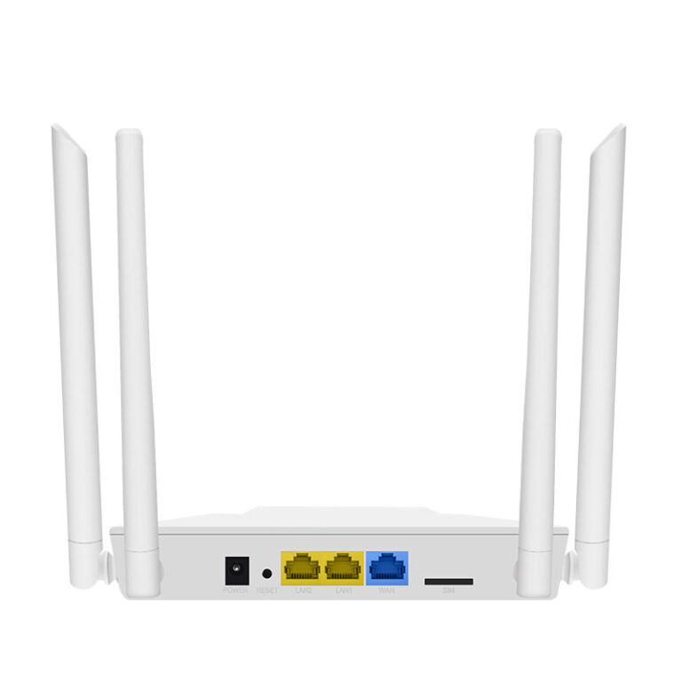4G router og tilkoblinger på baksiden