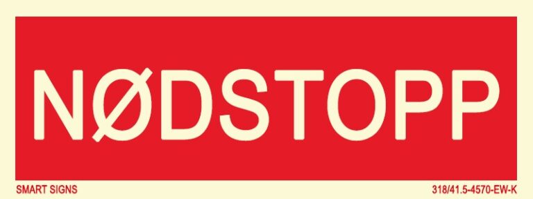 Etterlysende skilt med tekst - Nødstopp