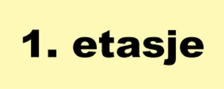 Etterlysende etasjeskilt i vinyl til 1. etasje
