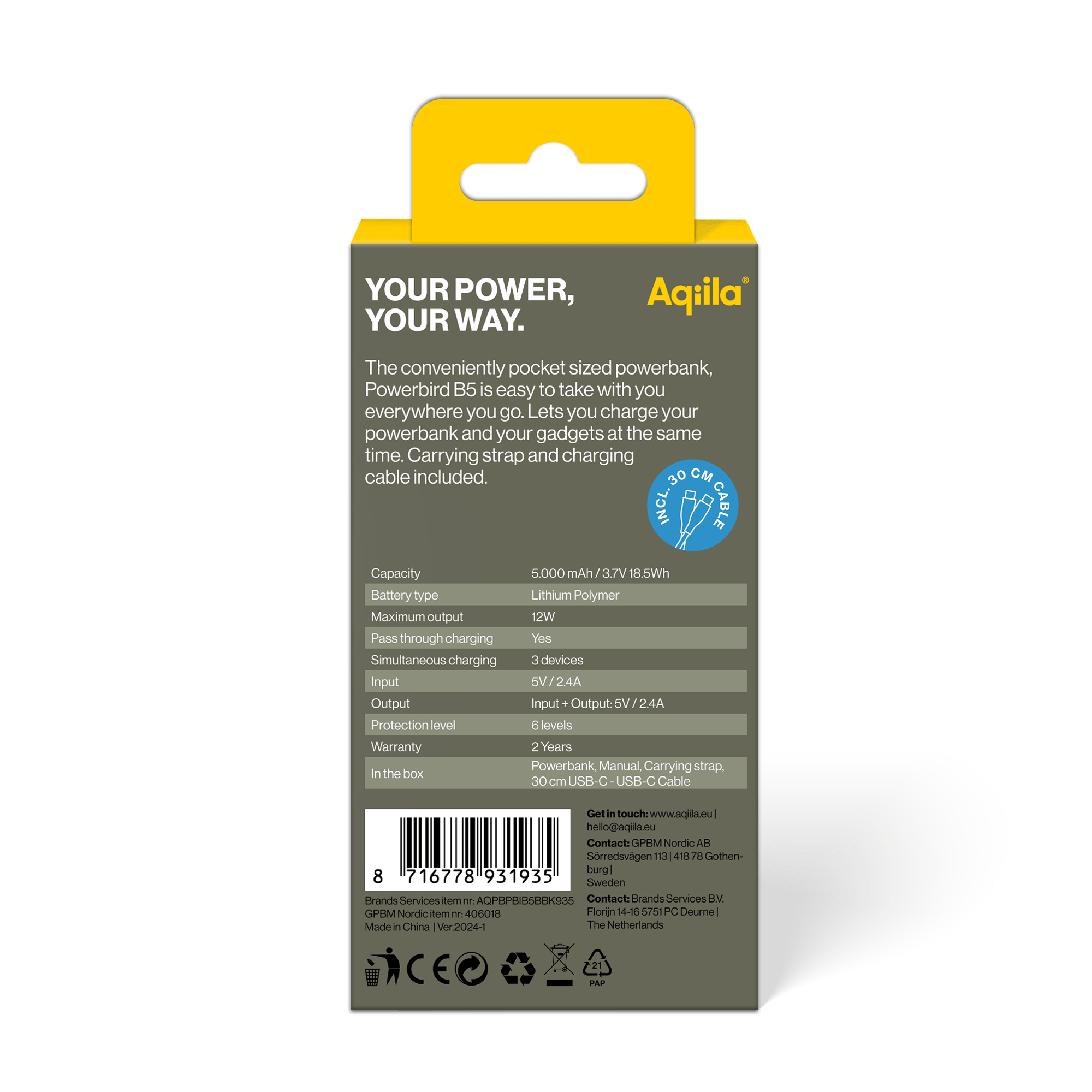 Aqiila Powerbird B5 Powerbank 5000 mAh - Bilde 8