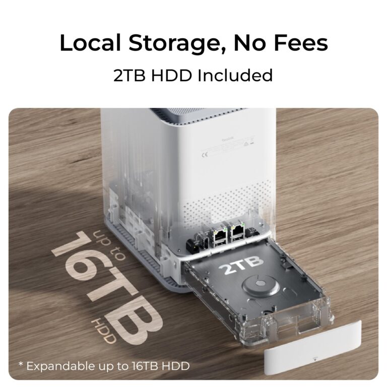 Lokal lagring direkte til 2TB harddisk, som også kan utvides
