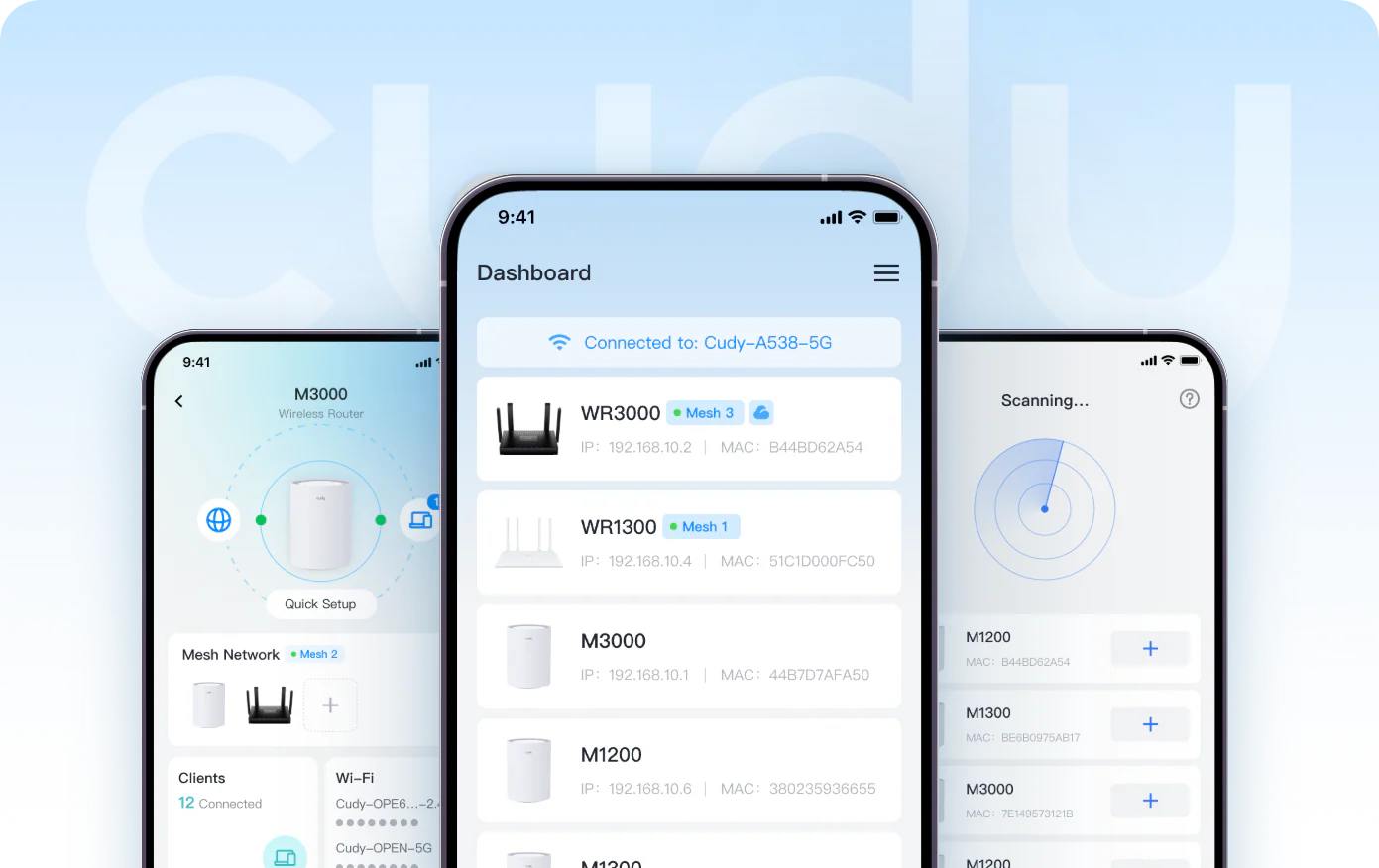 Ha full kontroll over ditt Cudy produkt via Cudy app. TIlgjengelig for både iOS og Android telefoner