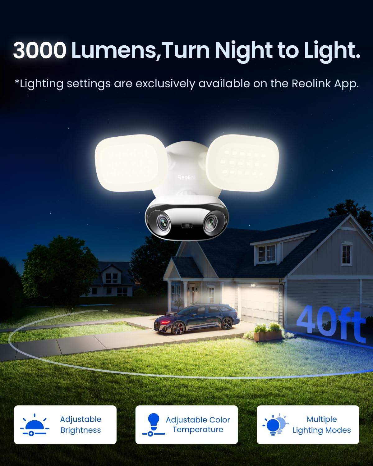 Reolink Elite Floodlight WiFi 4K 180° overvåkingskamera med lyskaster - Bilde 7