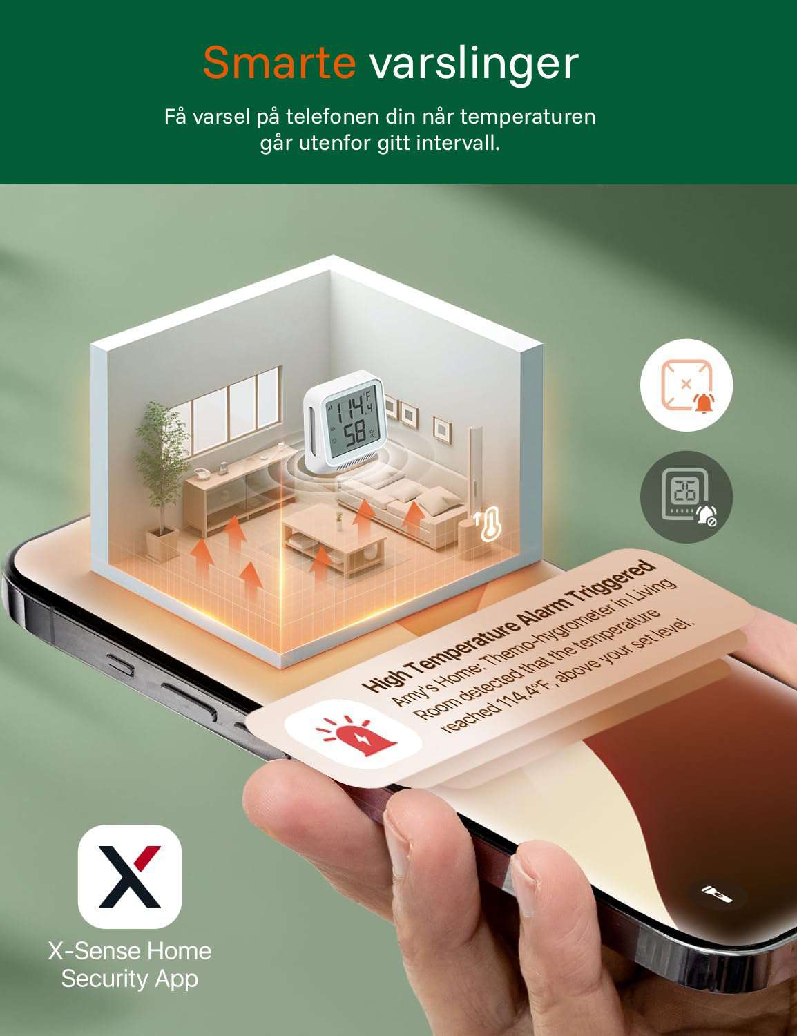 X-Sense STH0A Smart temperatursensor og fuktighetsmåler med display - Bilde 3