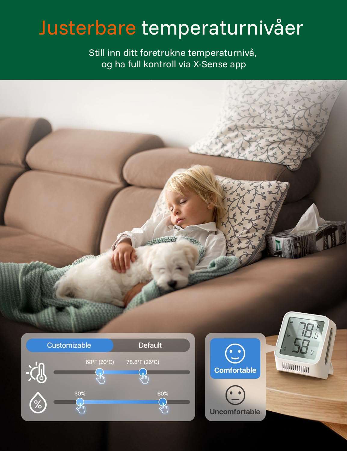 X-Sense STH0A Smart temperatursensor og fuktighetsmåler med display - Bilde 5