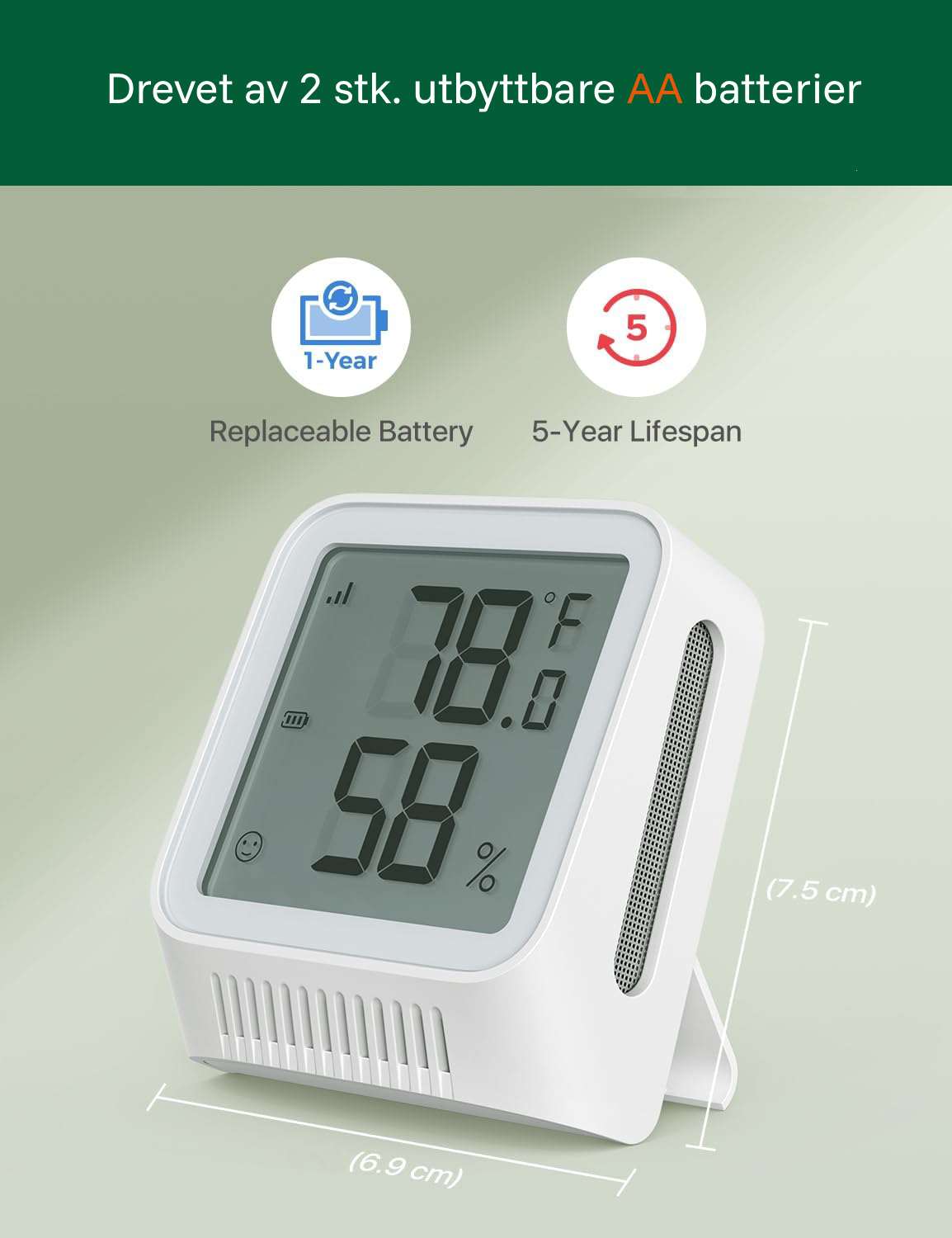 X-Sense STH0A Smart temperatursensor og fuktighetsmåler med display - Bilde 2