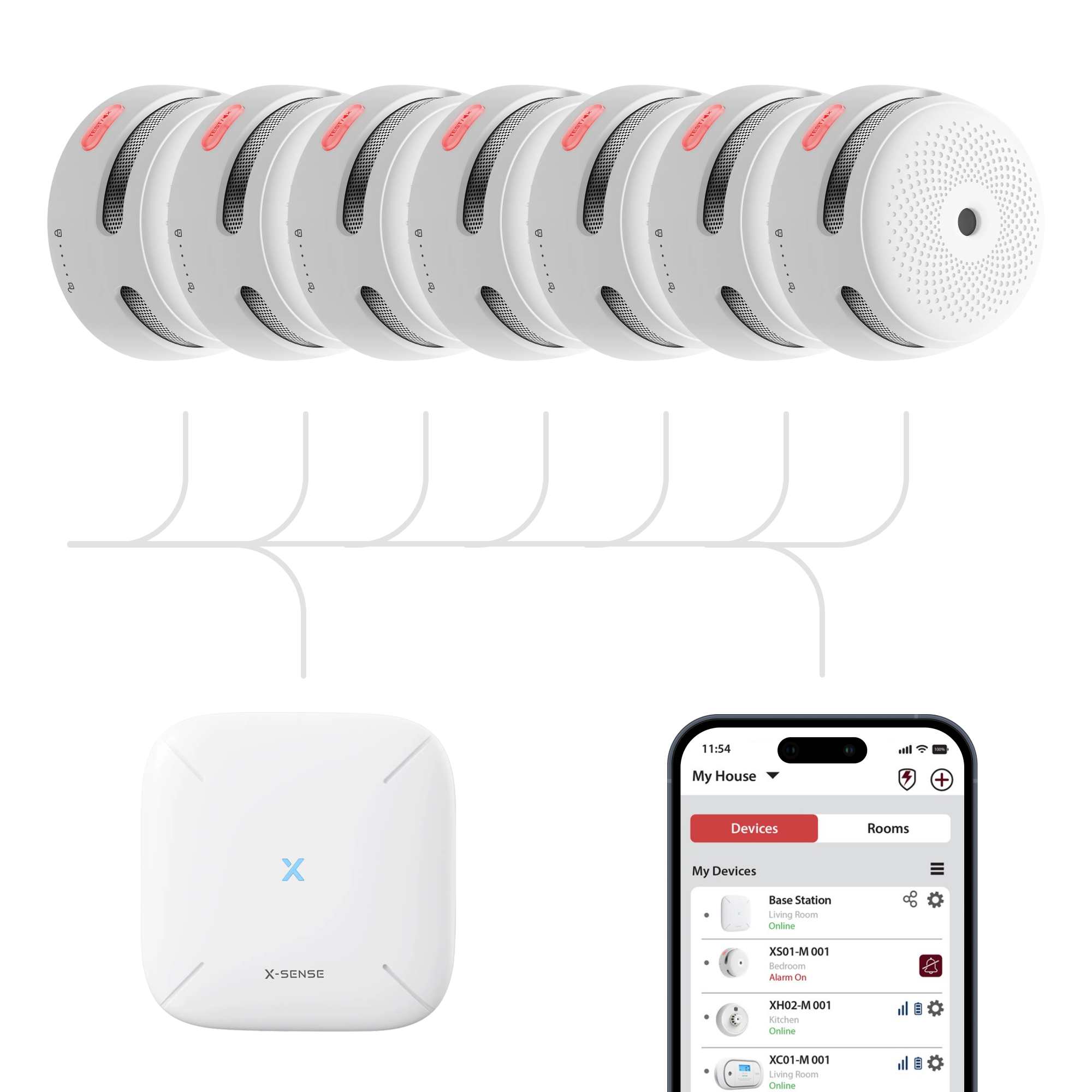 Brannpakka – 7 stk. X-Sense Smart trådløs røykvarsler - Bilde 2