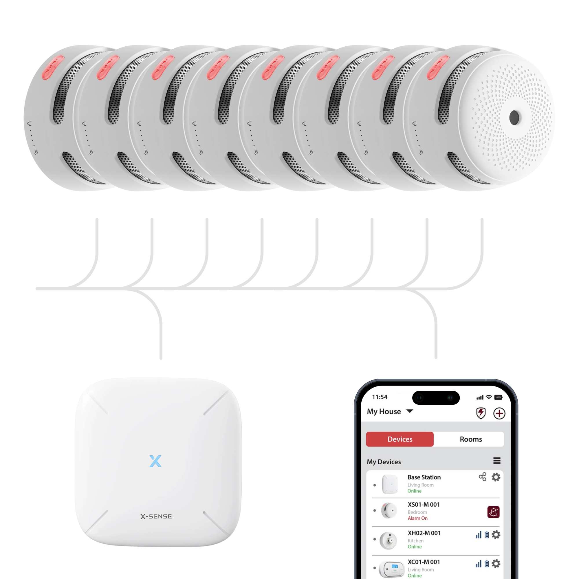 Brannpakka – 8 stk. X-Sense Smart trådløs røykvarsler - Bilde 2