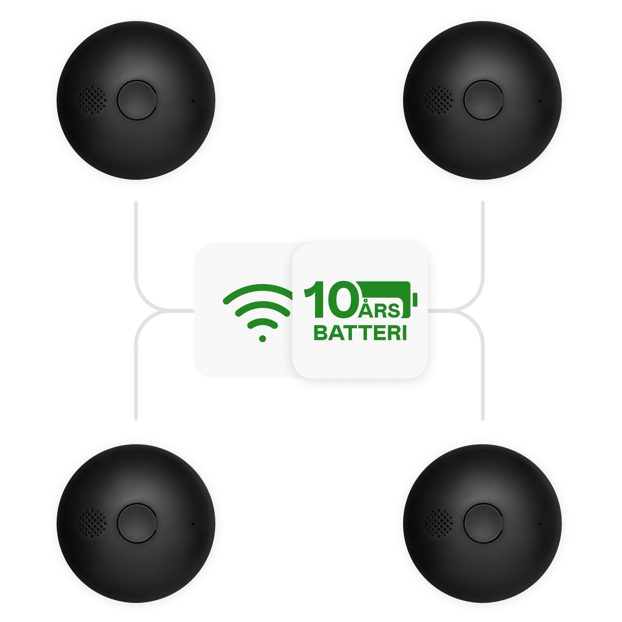 Brannpakka - 4 stk. Housegard LUMA optisk trådløs, seriekoblet brannvarsler - Bilde 2