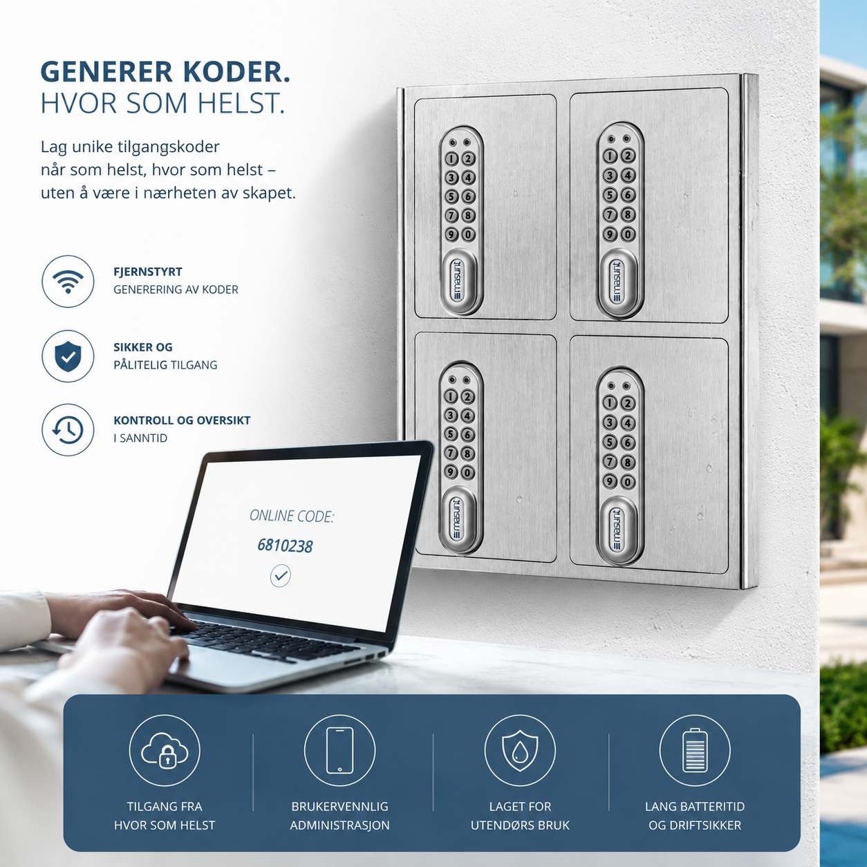 Masunt 1420 E Code Utendørs smart nøkkelskap - Bilde 3