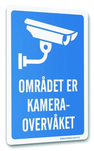 Kameraovervåkning skilt med symbol og tekst - 20X15 cm