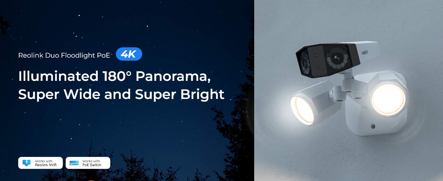Reolink Duo Floodlight PoE F750P – 4K 180° Panorama kamera med lyskaster - Bilde 4