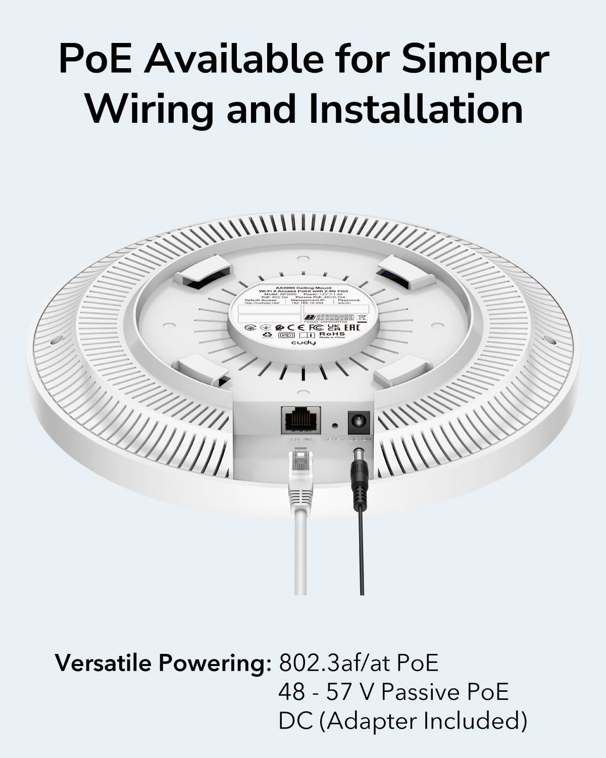 Cudy AP3000 WiFi 6 aksesspunkt I Gigabit I PoE I Mesh I AX3000 I 2402Mbps - Bilde 3