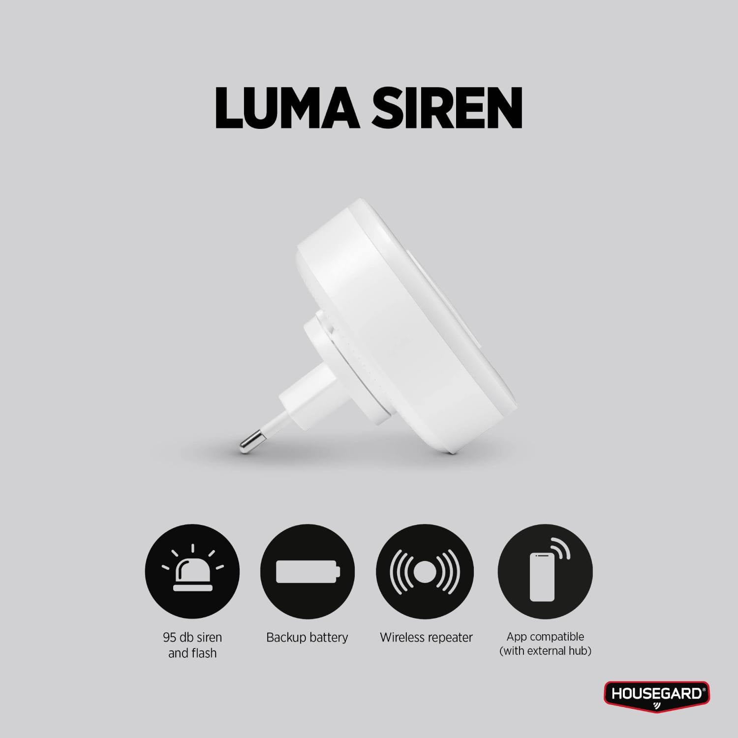 Housegard Luma trådløs sirene - 230V og batteribackup - Bilde 4