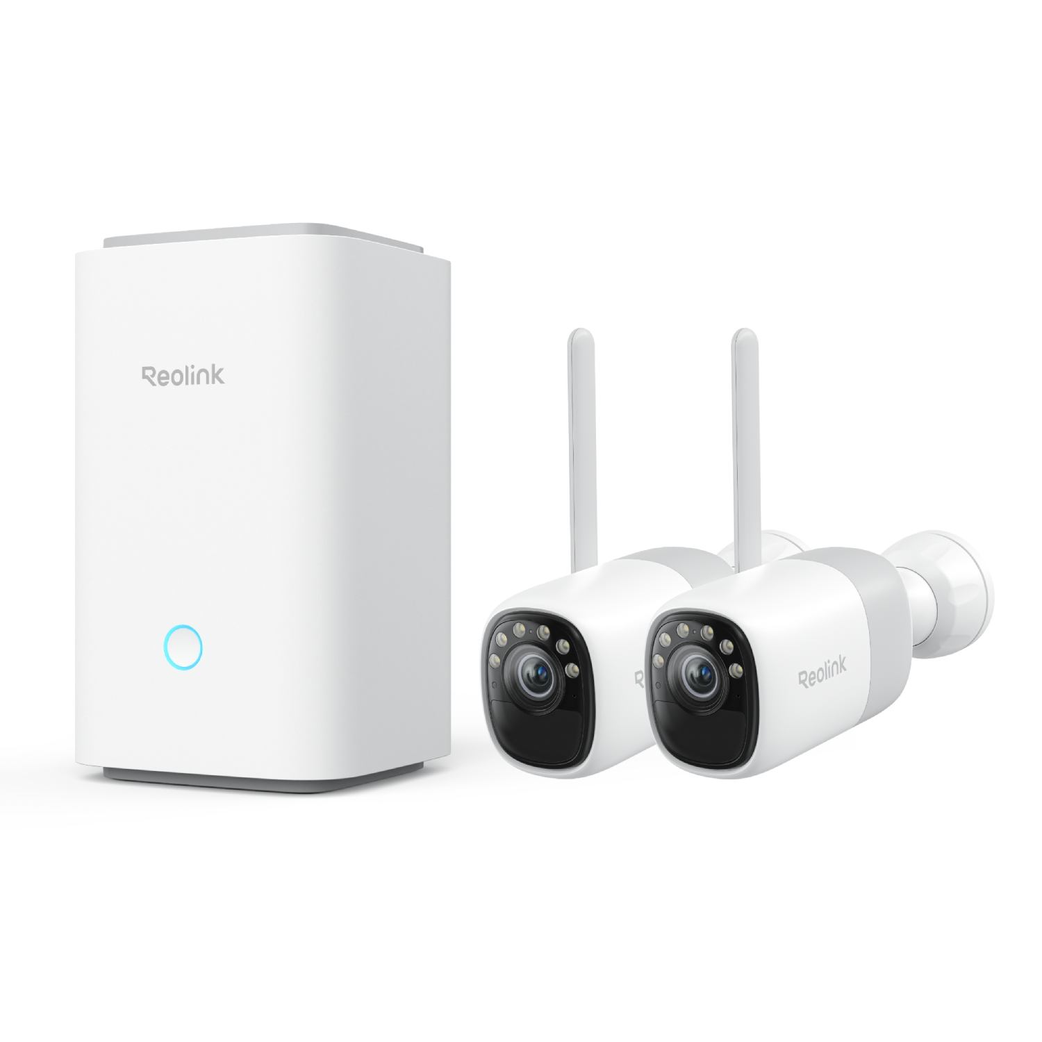 Pakke med 2 stk. batteridrevne Reolink Altas og Home Hub